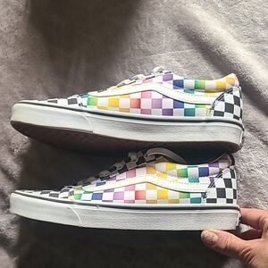 Rainbow Checkered Low-Top Sneakers